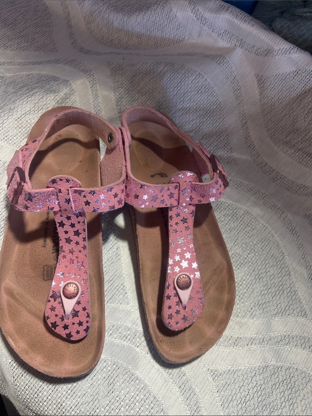 Birkenstock Pink Glitter Star T-Strap Sandals